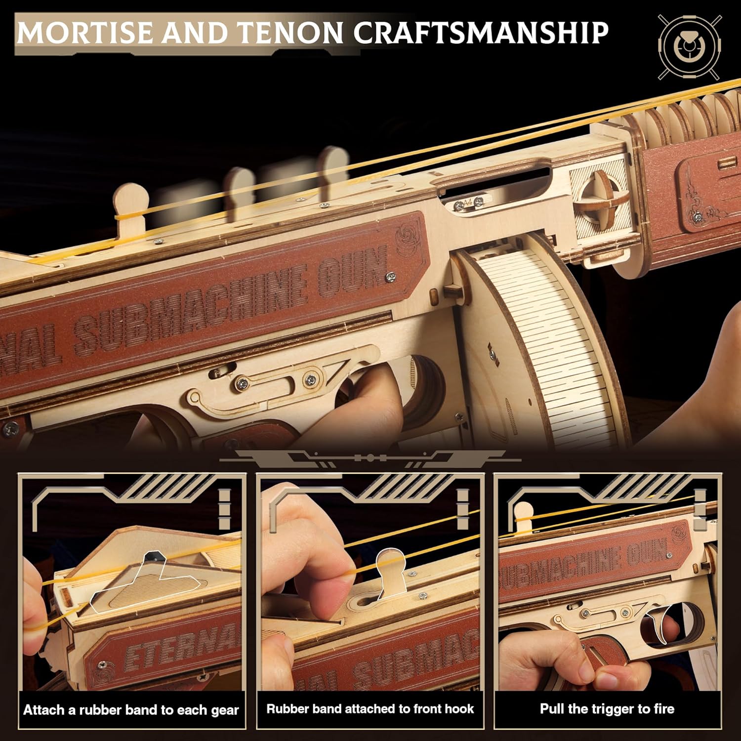 3D Wooden Rubber Band Gun