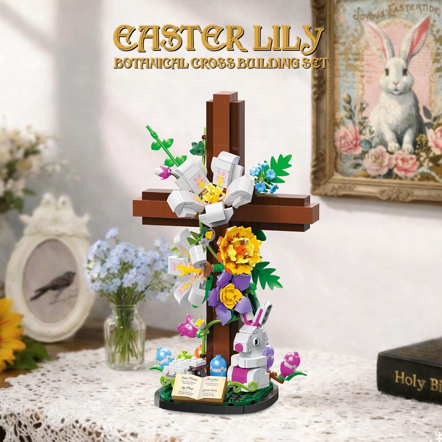 Easter Cross Flower Building Blocks Set
