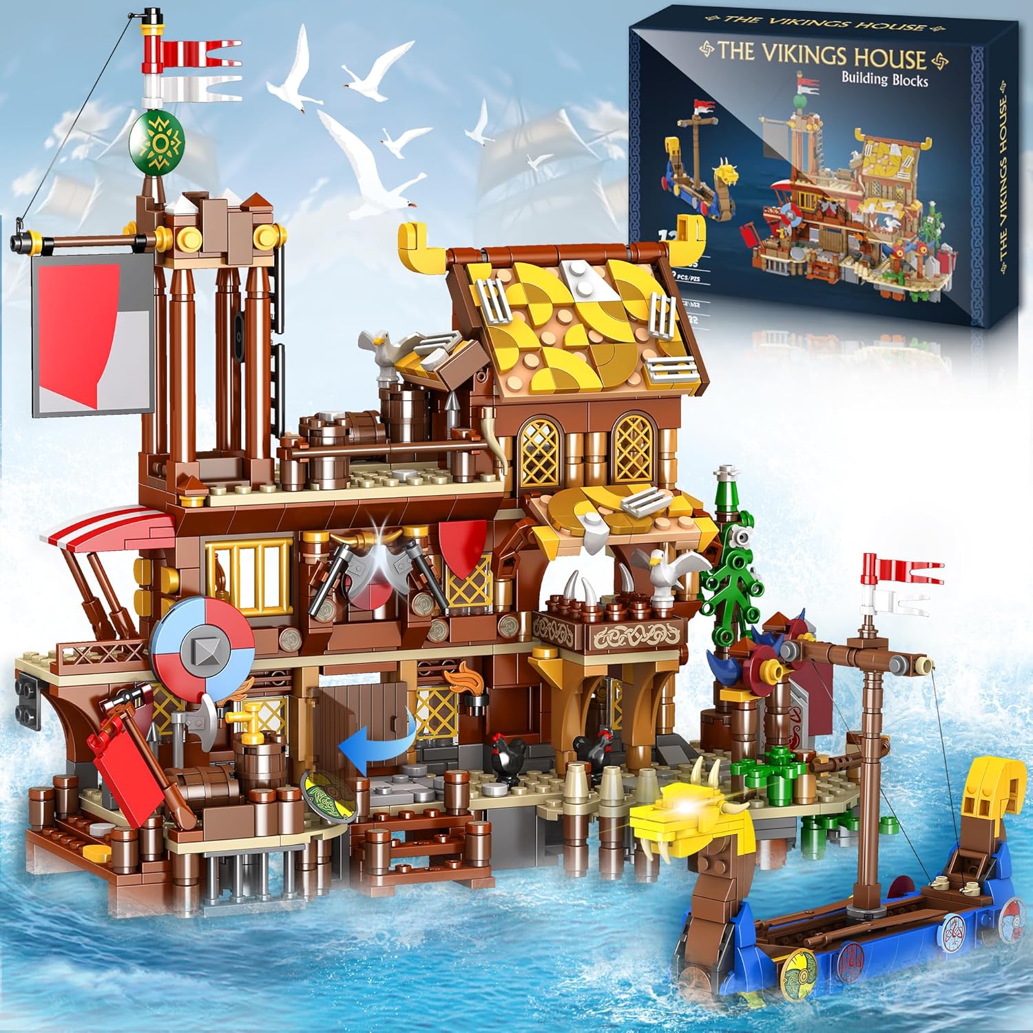 Viking Pirate Ship House Building Block